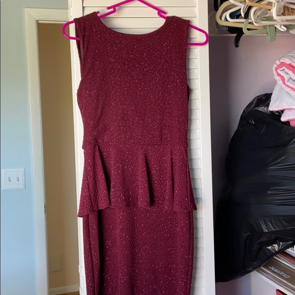 Beautiful Sparkly Maroon Burgundy Fitted Dress